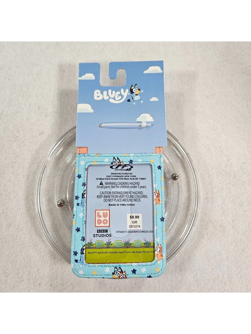 Bluey Card Holder Wallet Pink Snap Closure Strap Bingo Hugging New On Card